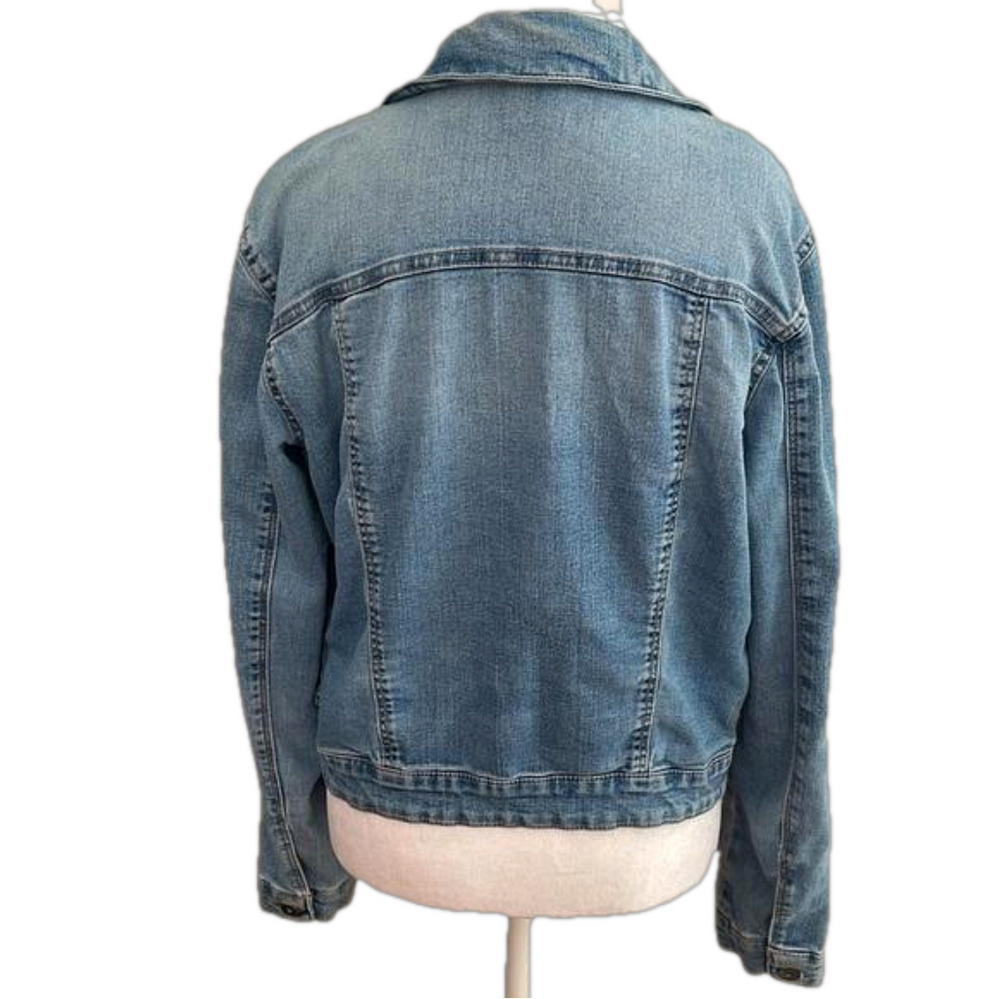 Vero Moda Denim Jacket L | Y2K Faded Trucker Blue Jean - Picture 3 of 6